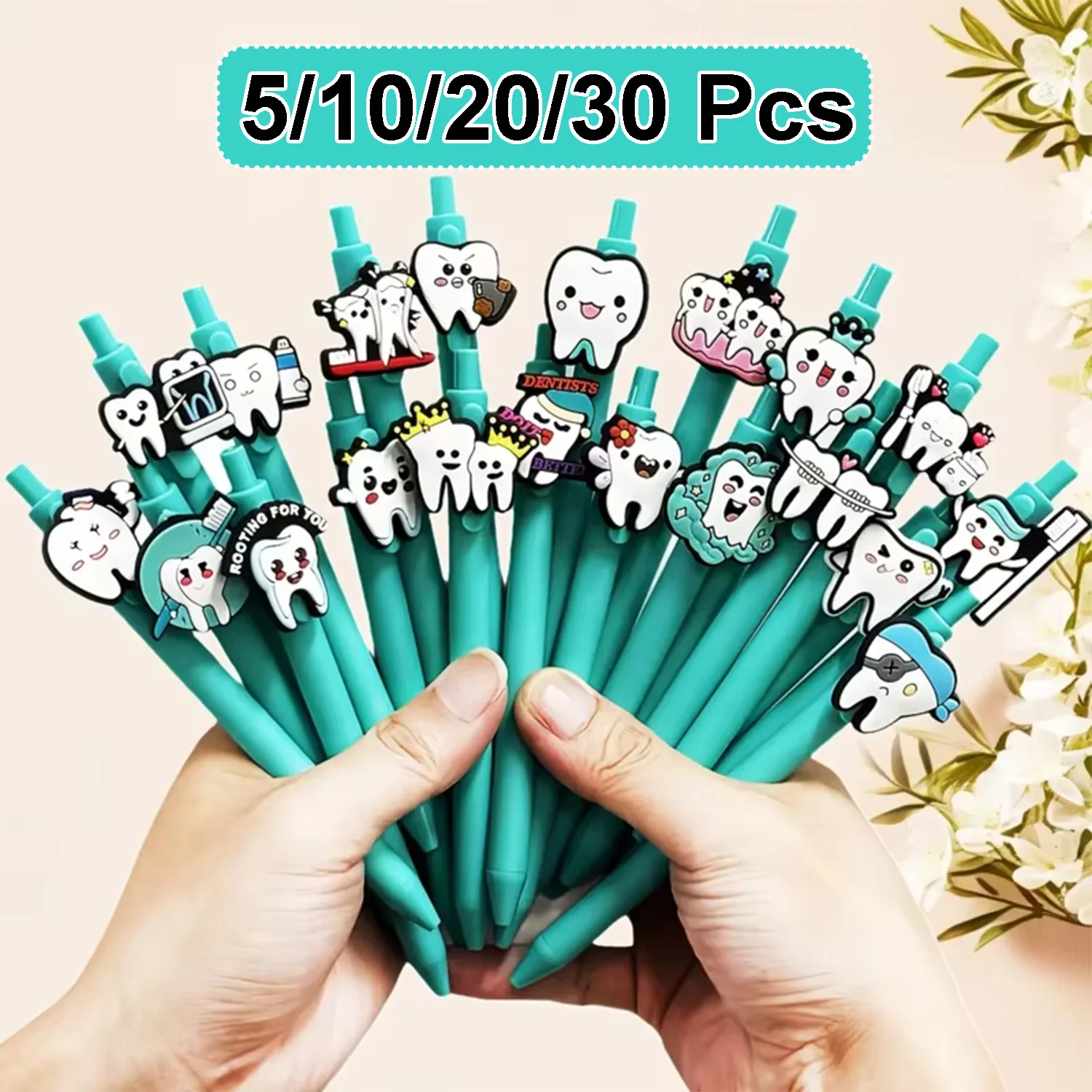 Stylos à bille pour la Journée mondiale de la dentisterie, 5/10/20/30 pièces, favorisant la santé bucco-dentaire et les soins dentaires, papeterie cadeau pour l'école et l'hôpital