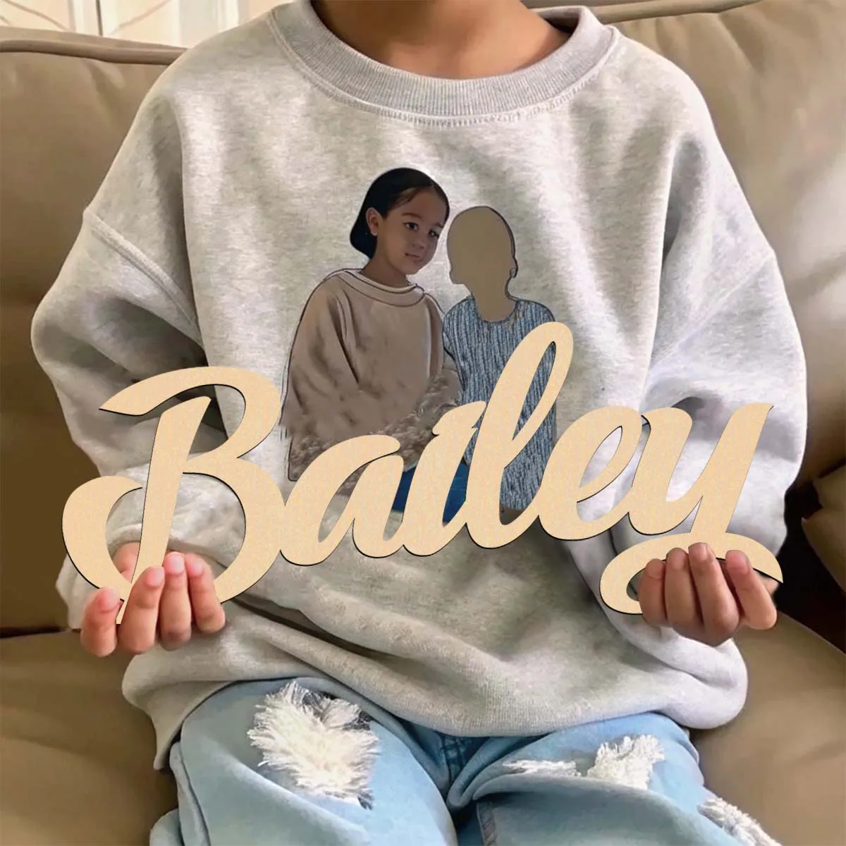1pc Funny bailey example Customized Name Wooden Plaque Wooden Sign Laser-Cut Sign Unfinished Wood for Painting or Glittering