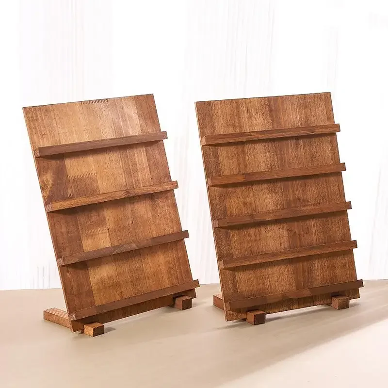 الخشب القرط عرض المدرجات 3/4/5 طبقات مجوهرات القرط عرض حامل الخشب القرط حامل بطاقة لتنظيم متجر المنزل #5