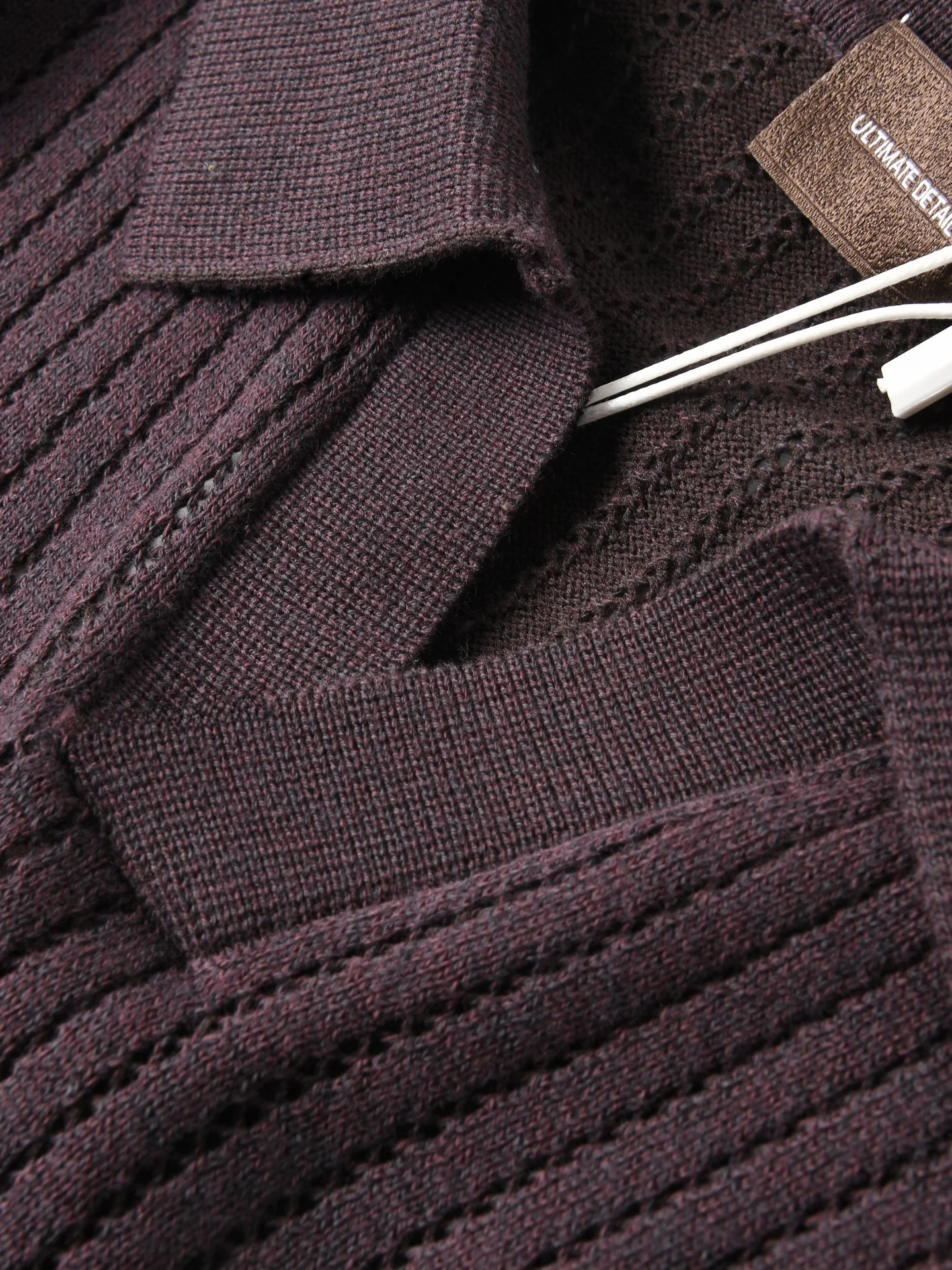 American Style Cotton Knitted Sweater with Hollow out Vertical Stripes And Goose Neck Pattern for Men Autumn Long Sleeve Crew...