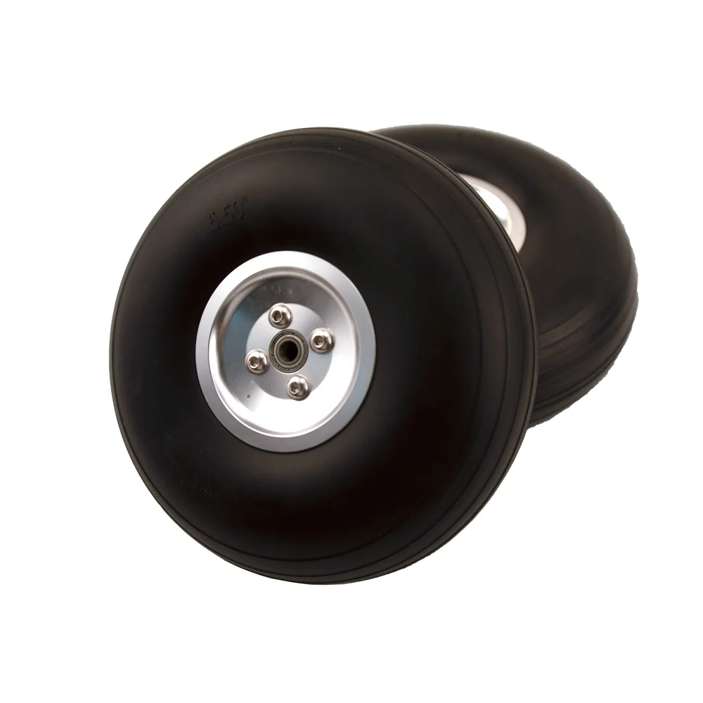 2PCS PU Wheels With Aluminum Alloy Hub Core Tire Steel Rim Bearing Hole 5.5\