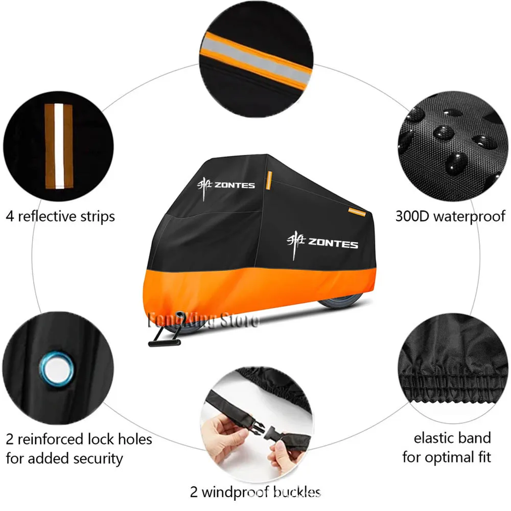 

Motorcycle Cover Waterproof Outdoor Motorbike Rain Dustproof Snow Sun UV Protector For ZONTES 368D 703F 150D 150M 350D 350T