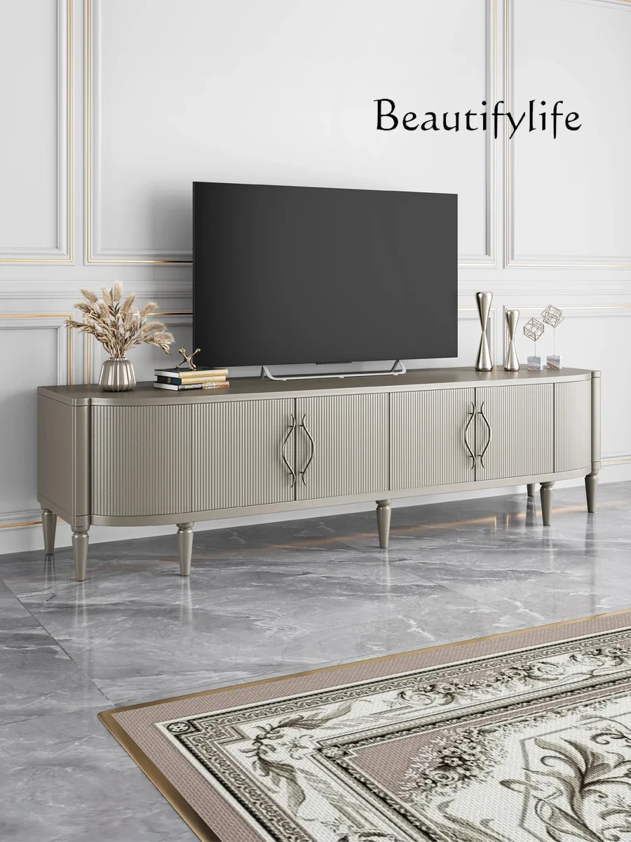 Postmodern light luxury solid wood TV coffee table combination living  shadow cabinet classical simple new champagne