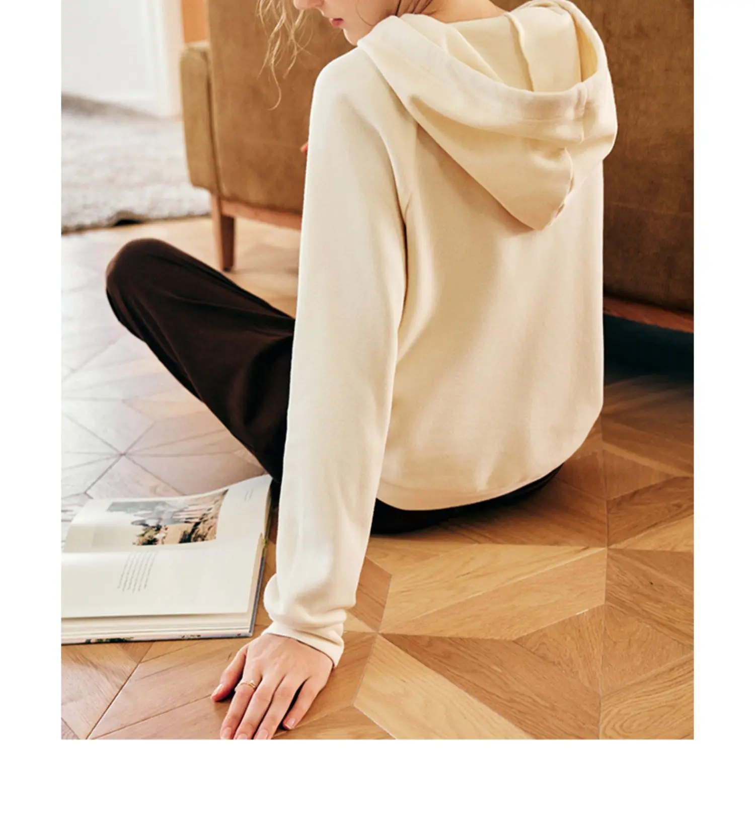 OLrain المرأة الجرافيك كم طويل هوديس 2025 الخريف الفرنسية المطبوعة البلوز عادية المتضخم مقنعين القمم الشارع الشهير O22QR65206