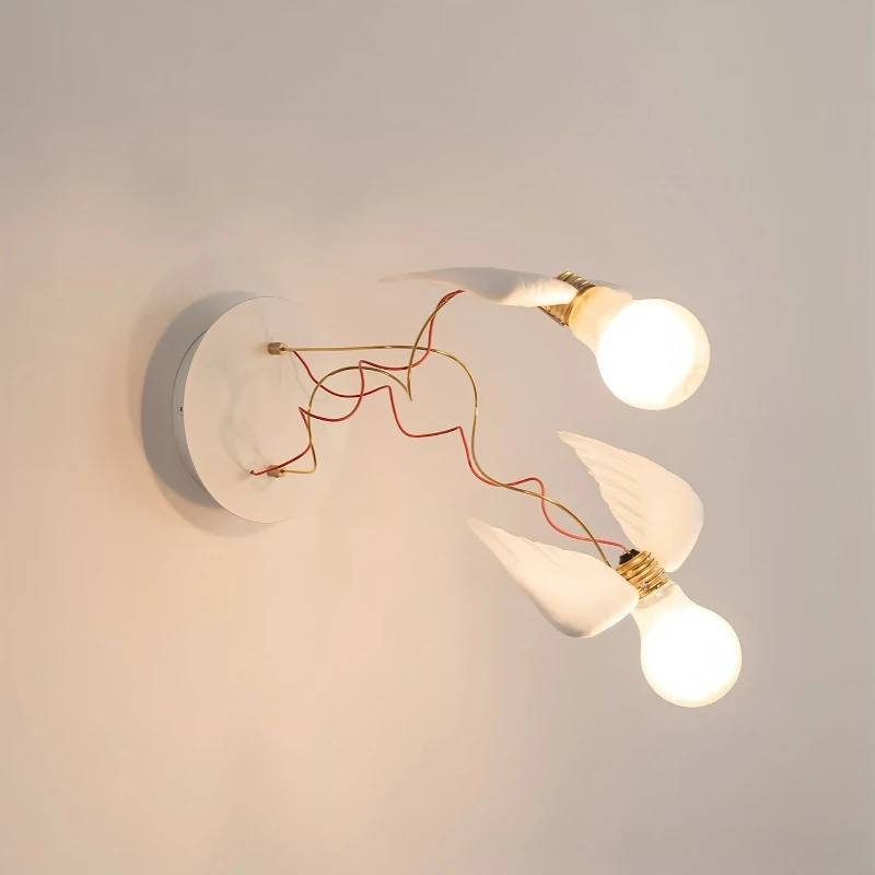 Vintage LED Wall Light Creative Art White Feather Indoor Decor Hotel Entrance Aisle Corridor Bedroom Bedside Atmoshere Wall Lamp