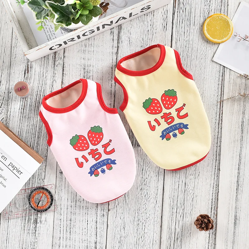 Pet Velvet Strawberry Vest Small and Medium-sized Dog and Cat Clothes Warm Autumn and Winter Teddy Jacket Puppy Clothes