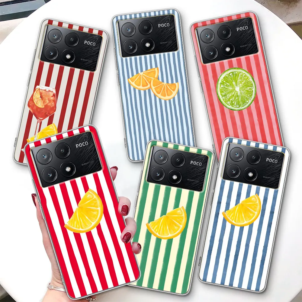 

Lemon Cool Stripe Pattern Case for Xiaomi Poco F7 Ultra F4 X6 M3 X7 M5s M6 X4 NFC M4 F2 Pro Shockproof Transparent Phone Cover