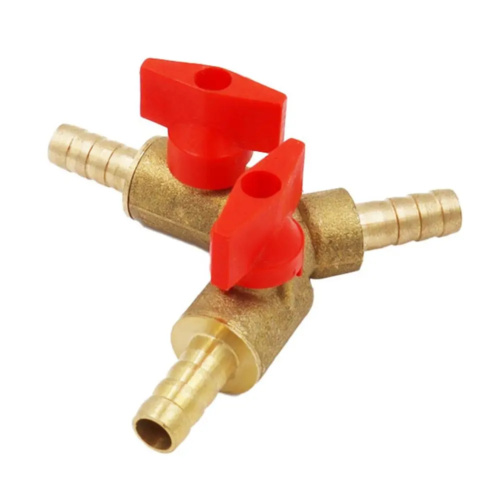 

8mm 10mm 12mm Y Type Hose Barb For Fuel Gas Water Oil Air Three 3 Way Ball Valve Adapter Brass Shut Off Pipe Fitting Connector