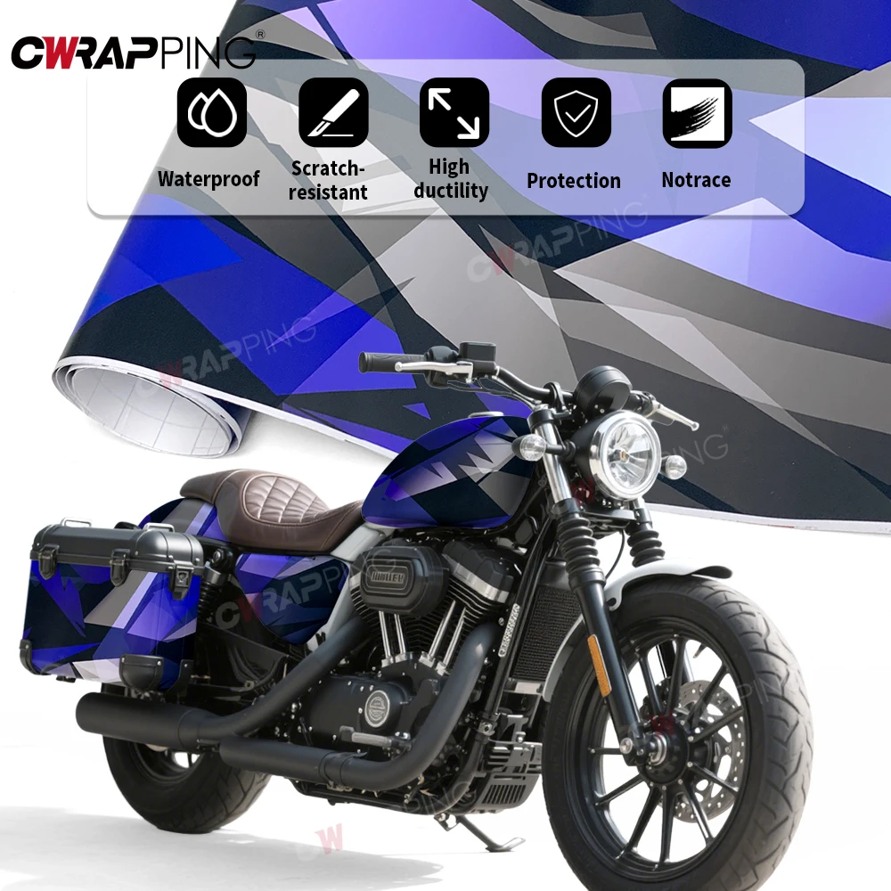 التمويه الفينيل ملصقات السيارات فقاعة الحرة ذاتية اللصق أسود أزرق دراجة نارية محمول ديكور حماية الأفلام ديكور السيارة التصميم
