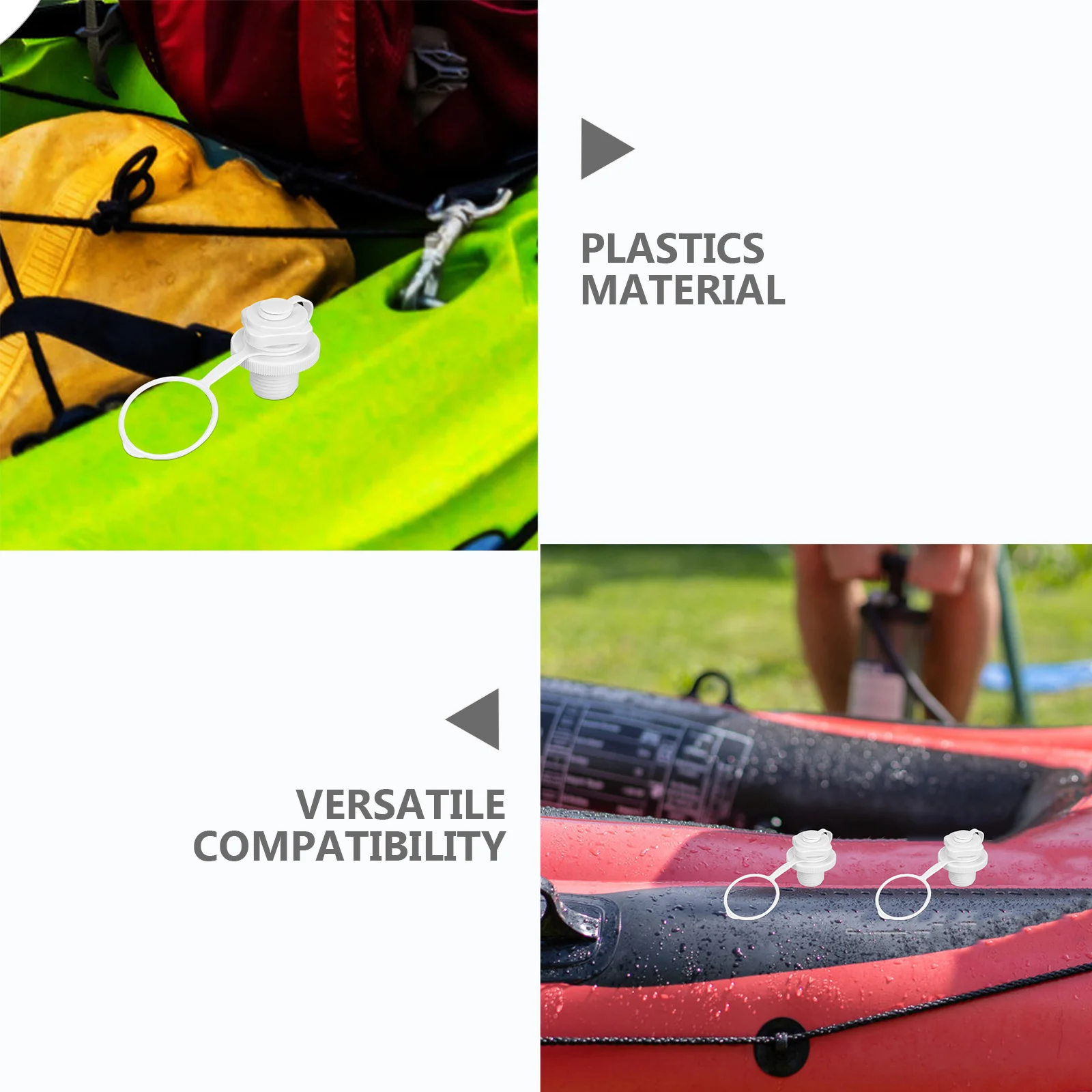 3개입 나선형 에어 플러그 22mm 베이스 없음 가벼운 카약 카누 딩기 PVC 인플레이터블 교체용 빠르고 안전한 밀폐 효율적