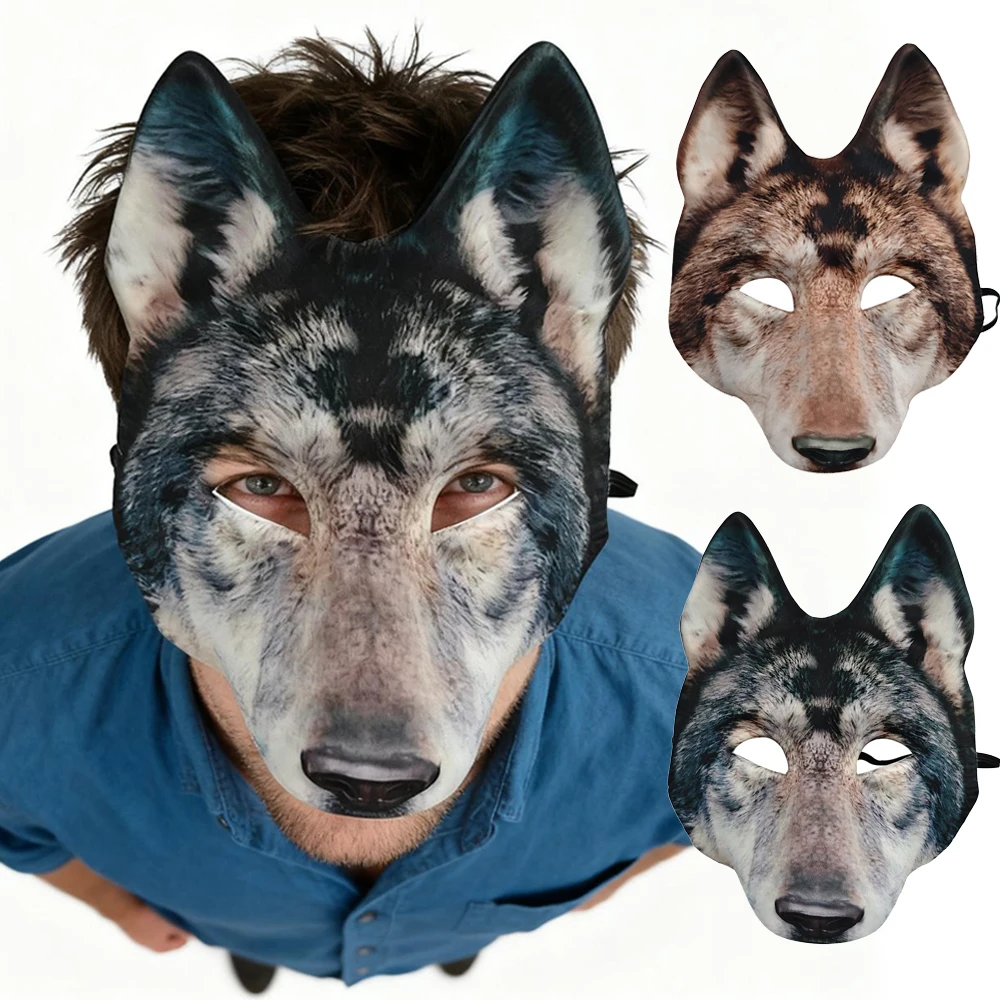 النساء الرجال الحيوان بالذئب قناع تأثيري الوحش الذئب إيفا نصف أقنعة الوجه هالوين كرنفال فستان زي حفلة الدعائم