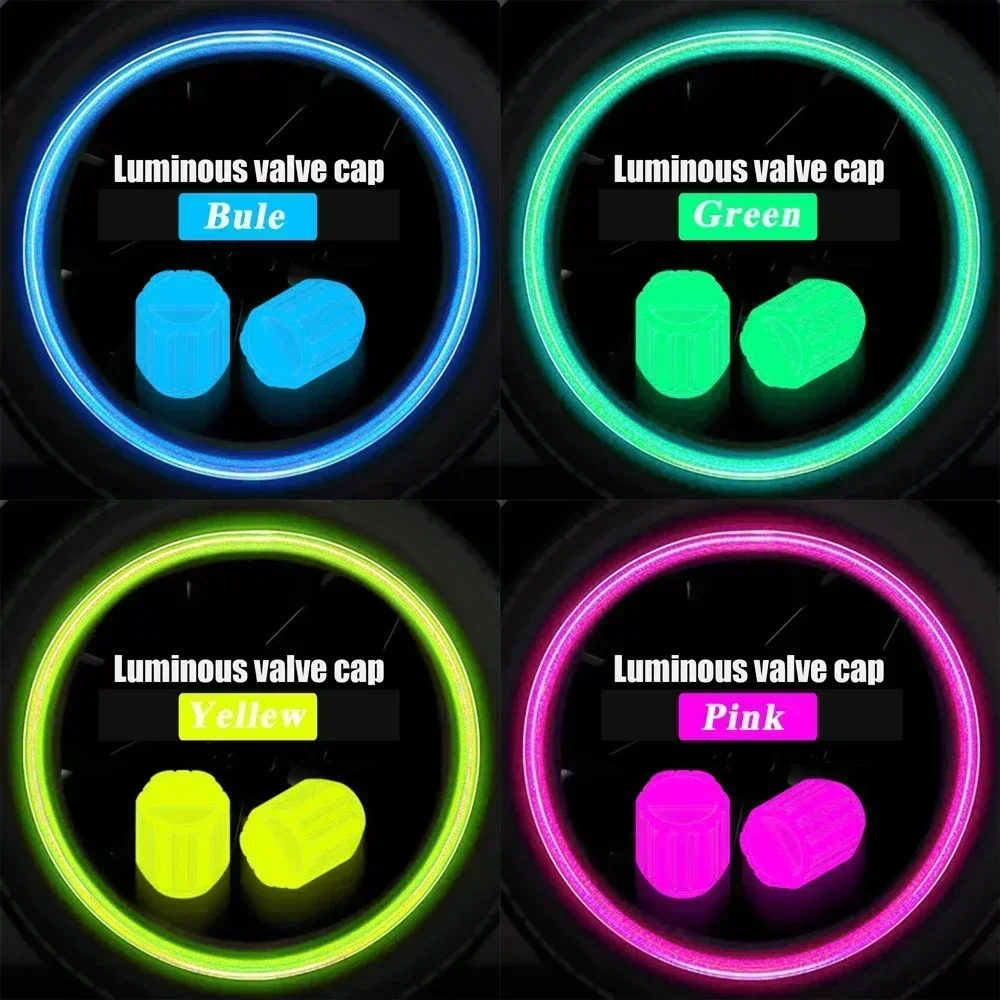 ベストセラー 光る蛍光タイヤバルブキャップ – 車、バイク、オートバイ用の夜間装飾、ホイールノズルタイヤキャップアクセサリー