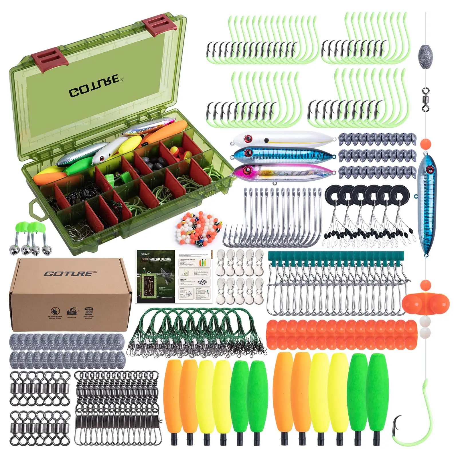 

Goture Catfish Rig DIY Making Kit Bank Fishing Catfishing Tackle Catfish Santee Rig with Box Fishing Accessories Men's Gifts