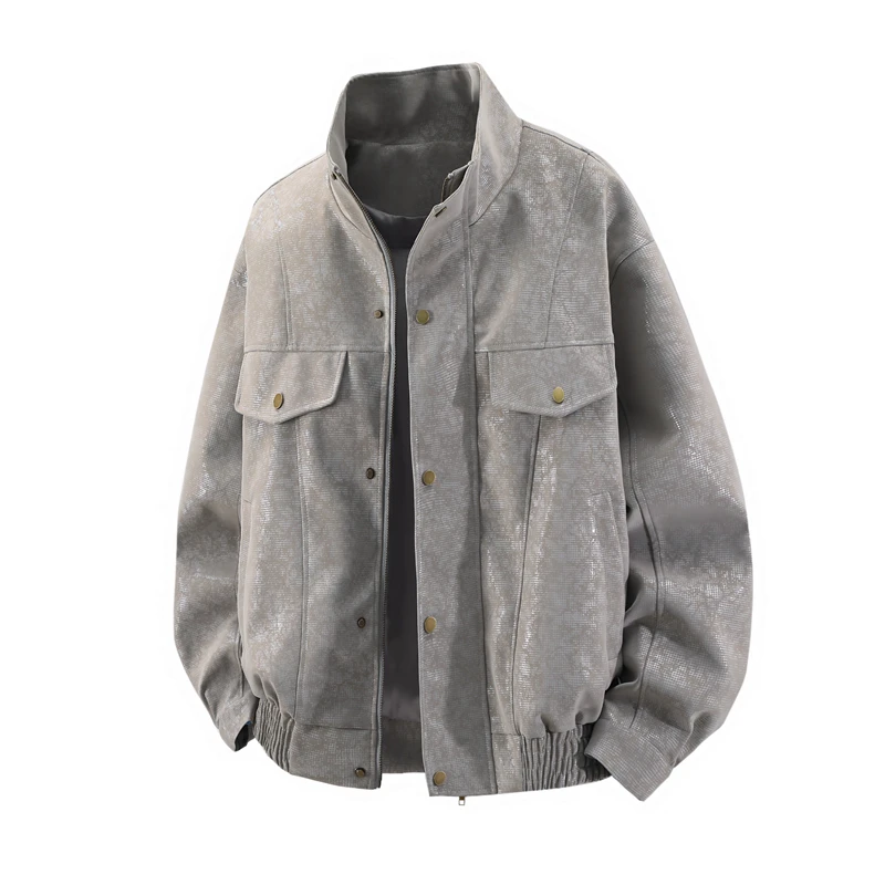 

Solid Color Leather Jacket Breathable Comfortable High Quality Men Clothing Wind-Resistant Fashion Casual Style Parkas Zipper