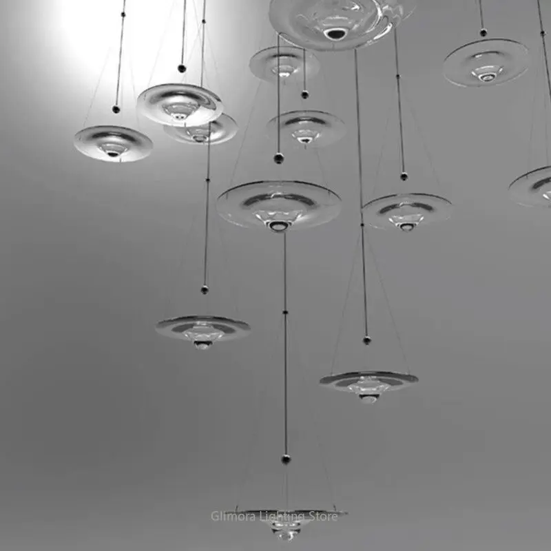 

Minimalist Glass Pendant Light for Dining Room Bedroom Bar,Leaf Design Staircase Showroom,Modern Rotating Chandelier for Loft