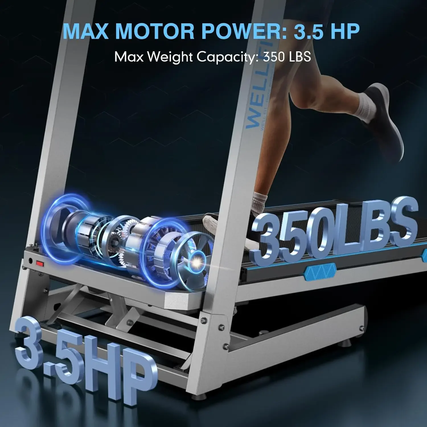 Home Treadmills 15% Auto Incline, 3.5HP Treadmill 350lbs Capacity, Foldable Treadmill for Small Space, Voice Control