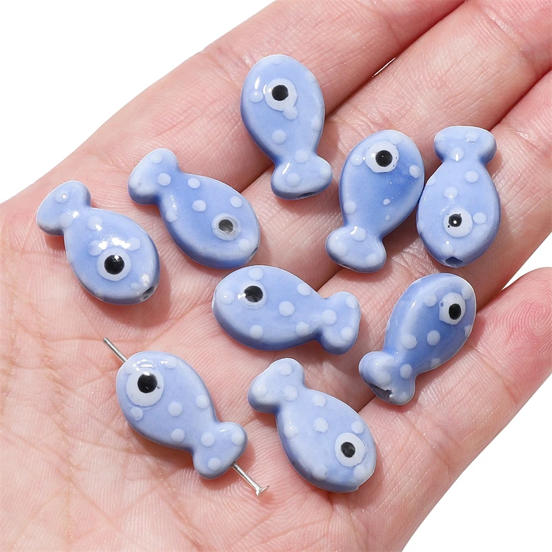 

2pcs 11x19mm Ceramic Beads Polka Dot Small Fish Beads For Making Earring Bracelet Necklace DIY Jewelry Craft