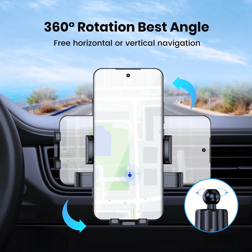 TOPK حامل هاتف السيارة هوك جبل 360 °   حامل فتحة تهوية قابل للتعديل مناسب لهواتف iPhone وAndroid (4"-7") ​