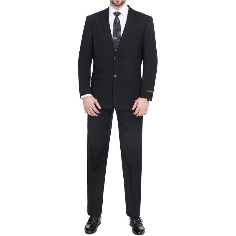 

Мужской костюм-двойка классического кроя: пиджак на 2 пуговицах, брюки со складками, стандартный размер, большие размеры для бизнеса, свадьбы, выпускного вечера