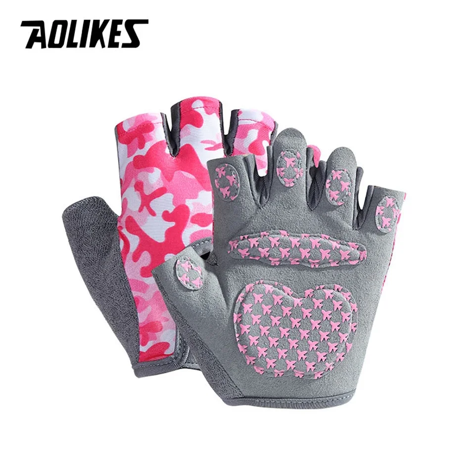 AOLIKES Half Finger Kids Cycling Gloves - Shockproof Child Balance Bike Bicycle Glove for Boys Girls