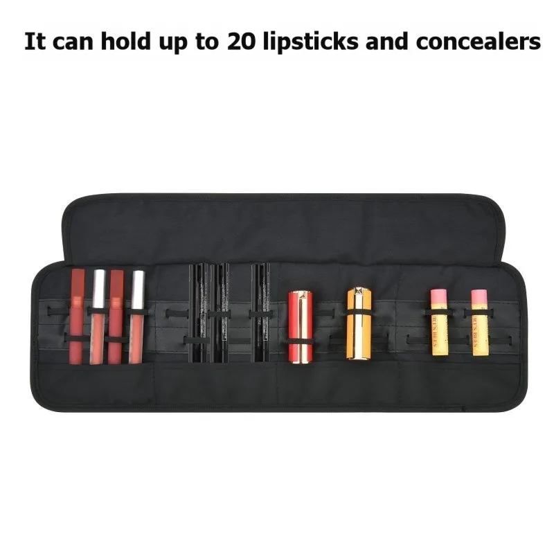 A93E-Lipstick Organizer Bag, 20 Slots Lipstick Bag, Portable Lip Gloss Holder, Travel Cosmetic Makeup Bag For Lip Product