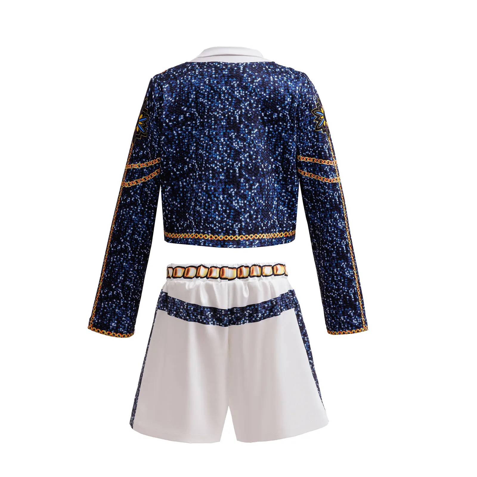 Mädchen Koreanische Populäre Idol-Sängerin Uniform Kinder Halloween Cosplay Kleidung Streetwear Band Tanzkostüm Trendige Jacke+Tanktop+Shorts – Detail 3