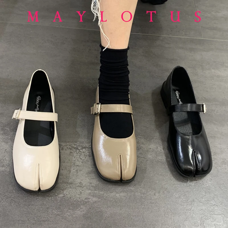 

Women Split Toe Mary Jane Lolita Flats Lady Retro Vintage Kawaii Designer Leather Loafers Girl Elegant Cute Platform Church Shoe