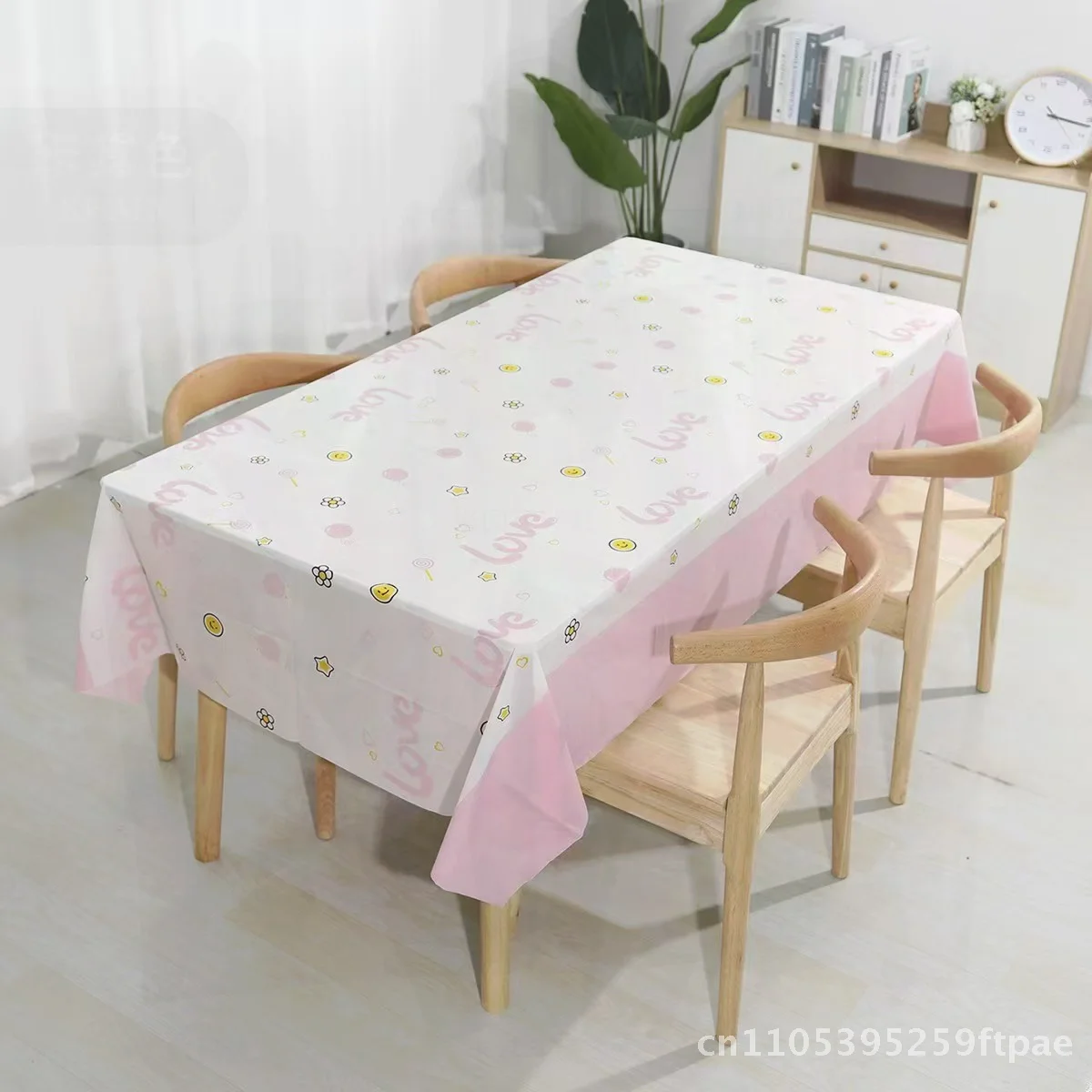 Valentine's Day Themed Disposable Tablecloth Peva Thickened Waterproof Oil-Proof Wash-Free Square Korean Style for Party Layout