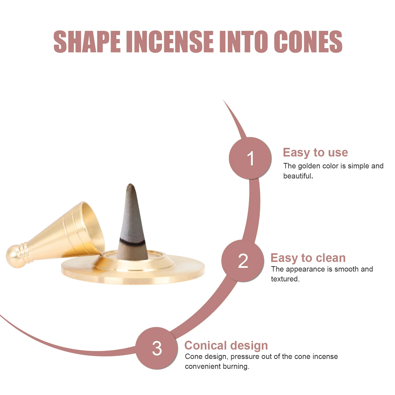 

1 Set Of Cone Mould For Diy Incense Making Tool, Reusable Mold For Home Office Yoga Room Temple Aroma Therapy, Incense Press