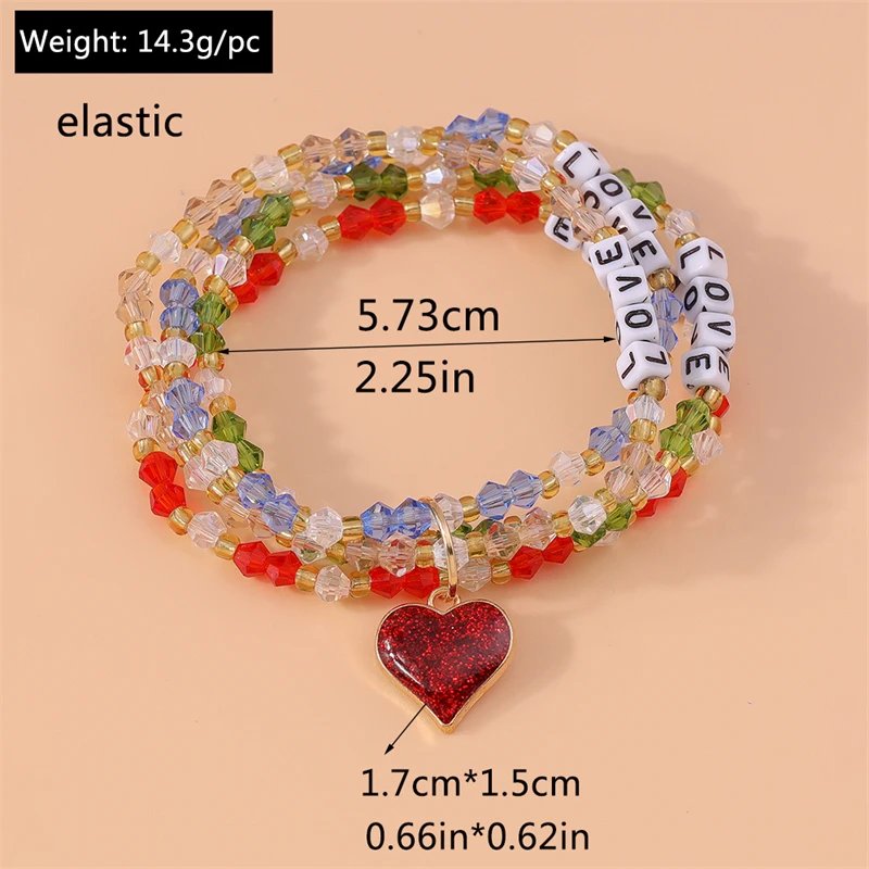 Böhmische handgefertigte bunte Perlenarmbänder mit Herzanhängern für Damen und Herren, Freundschaftsschmuck, Geschenke – Detail 2