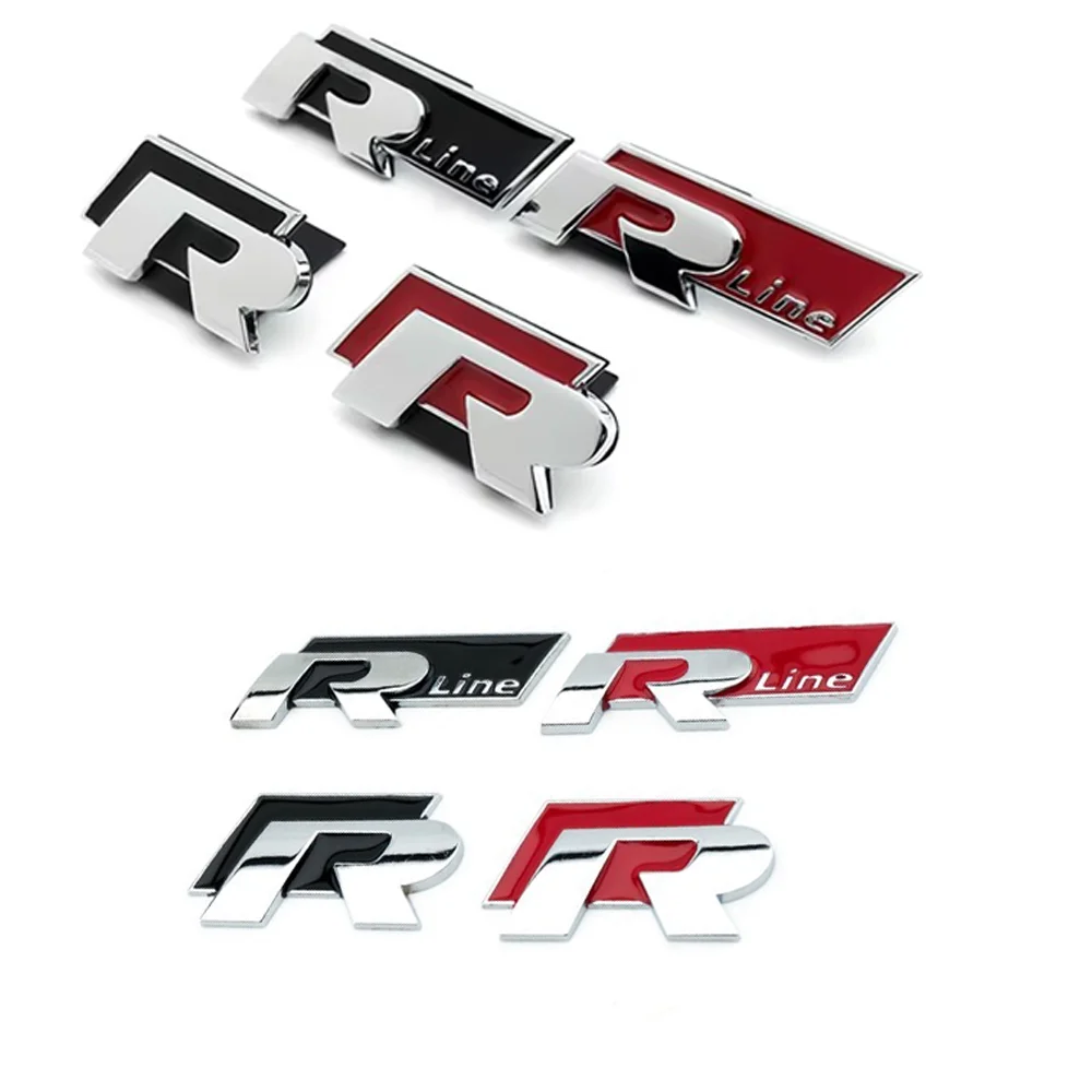 3D Car Front Grille Trunk Emblem Sticker For R Rline Logo Badge Stickers VW Polo Passat B5 B7 Golf Jetta Polo CADDY Beetle Jetta