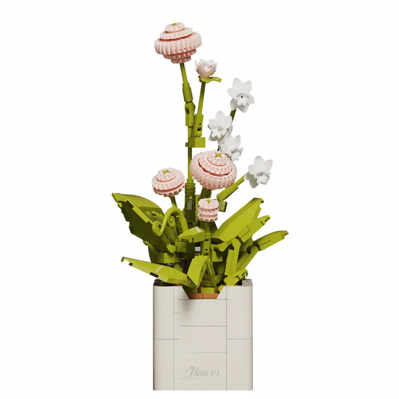 Idee Pflanze Mini Block Blume Gebäude Ziegel Rose Lilie Lotus Hyazinthe Sonnenblume Nelke Bonsai Vase Spielzeug für Mädchen Geschenke