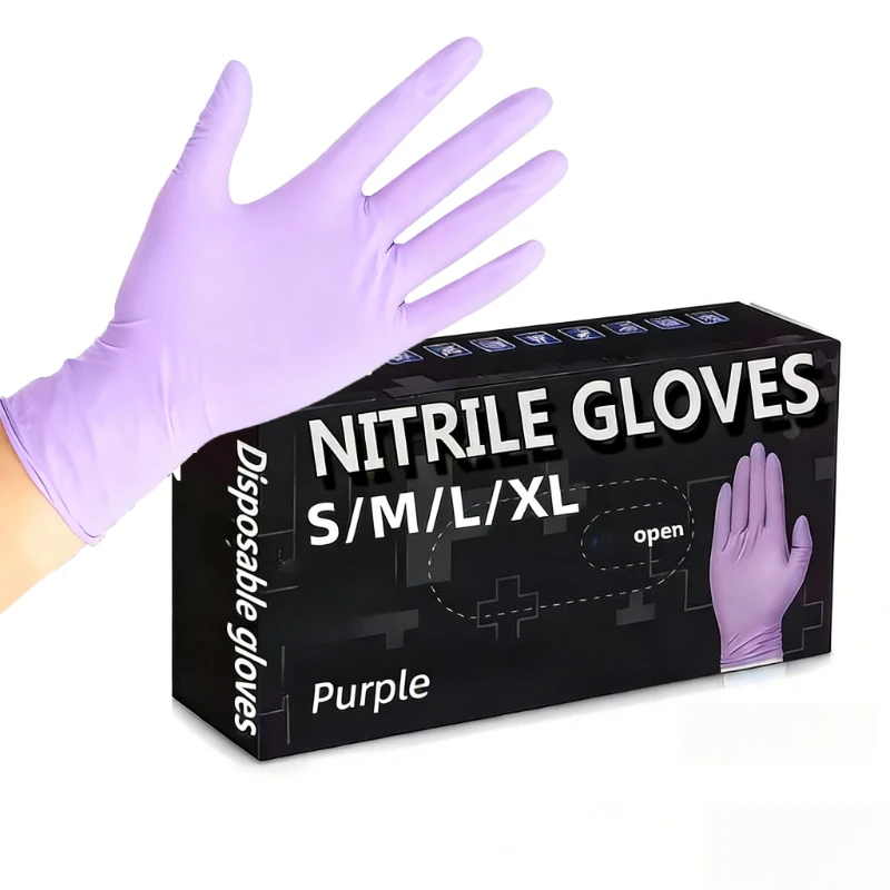 

30/60/120 шт. светло-фиолетовые нитриловые перчатки, одноразовые, для уборки, для дома, кухни, водонепроницаемые, для парикмахерских инструментов