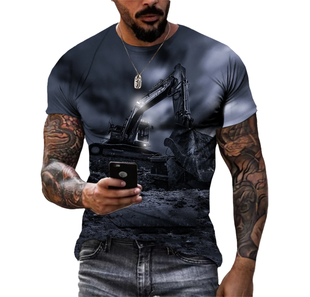 T-Shirt de personnalité à manches courtes pour hommes, haut décontracté à séchage rapide, impression graphique de véhicule de génie mécanique, Eb3D,