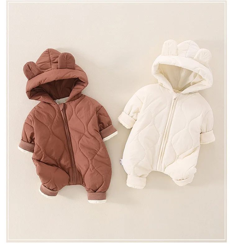 Newborn jumpsuit for autumn and winter children\'s warmth Long sleeved thickened jumpsuit for girls and boys Warm romper