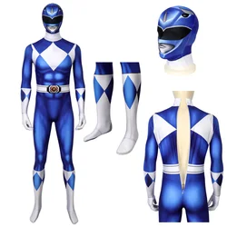 Superhero Zentai Blue Ranger Adult Halloween High Quality Bodysuit With Hat Ranger 3D Printing Jumpsuit Carnival Cosplay Costume