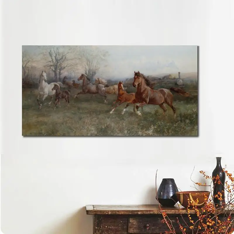كبير قماش الفن تشغيل الخيول النفط اللوحة رسمت باليد المعيشة ديكورات للحائط Heywood هاردي المشهد الفني جودة عالية