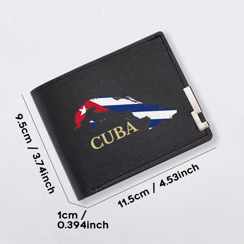 쿠바 지도 깃발 디자인 남성용 슬림 지갑 PU 가죽 내구성이 뛰어난 경량 비즈니스 패션 액세서리 일상 사용용