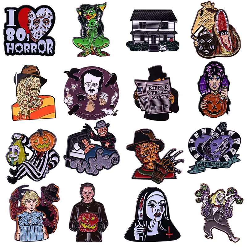 Halloween Anime Movie Zombie Lapel Pins for Backpack Enamel Pins Women's Brooches Badges Decorative Accessories Gifts for Friens