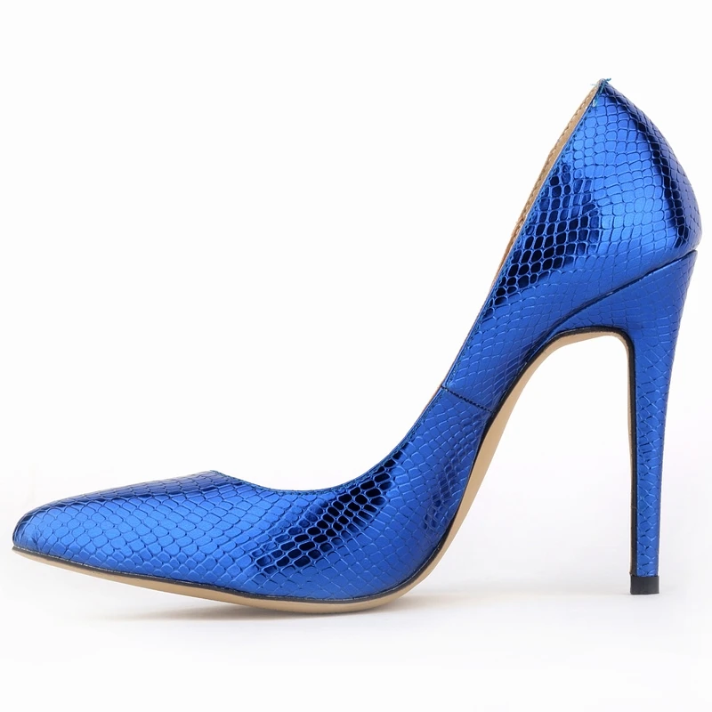 Fashion Elegant Work Women Pumps Spring Autumn Pointed Toe Slip On Stilettos High Heels Big Size Crocodile Pattern Shoes E0016