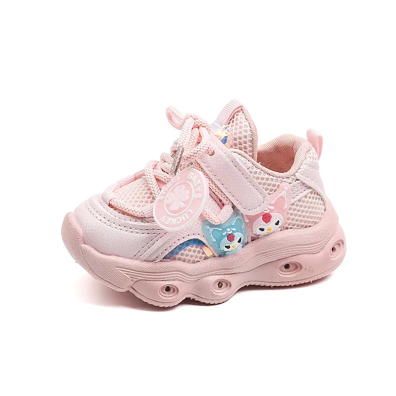 

Girls Cartoon Luminous Sneakers 2026 Spring and Autumn Children's Mesh Breathable Dad Shoes Baby Soft-soled Non-slip Shoes