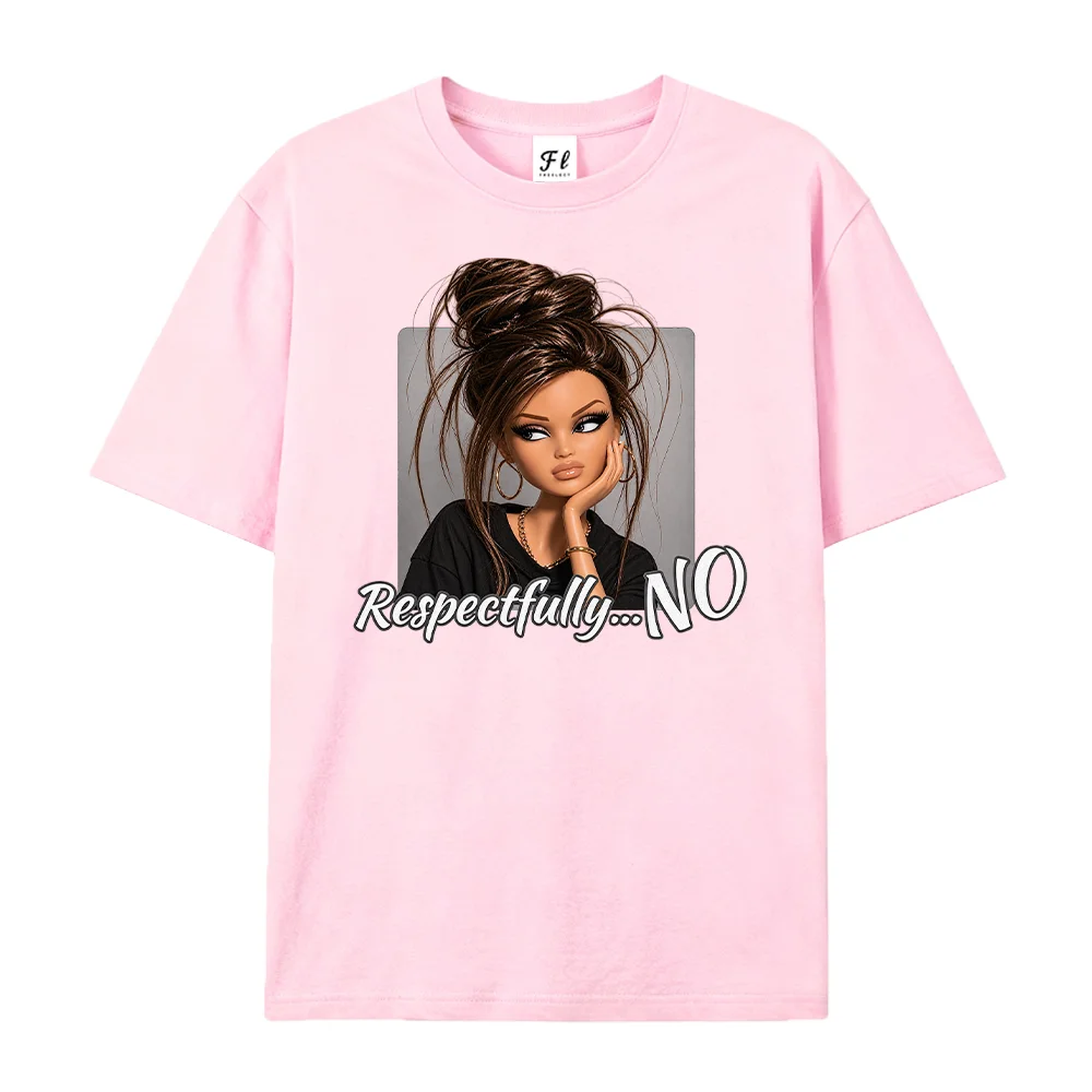 Women T Shirt Respectfully No Graphic Letter Printed Sassy Doll Top Streetwear Casual Short Sleeve Summer White Loose Cotton Tee