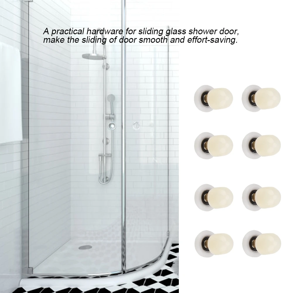 8pcs Brass ABS Sliding Glass Shower Door Rollers Runners Pulleys Bathroom Doors Hardware