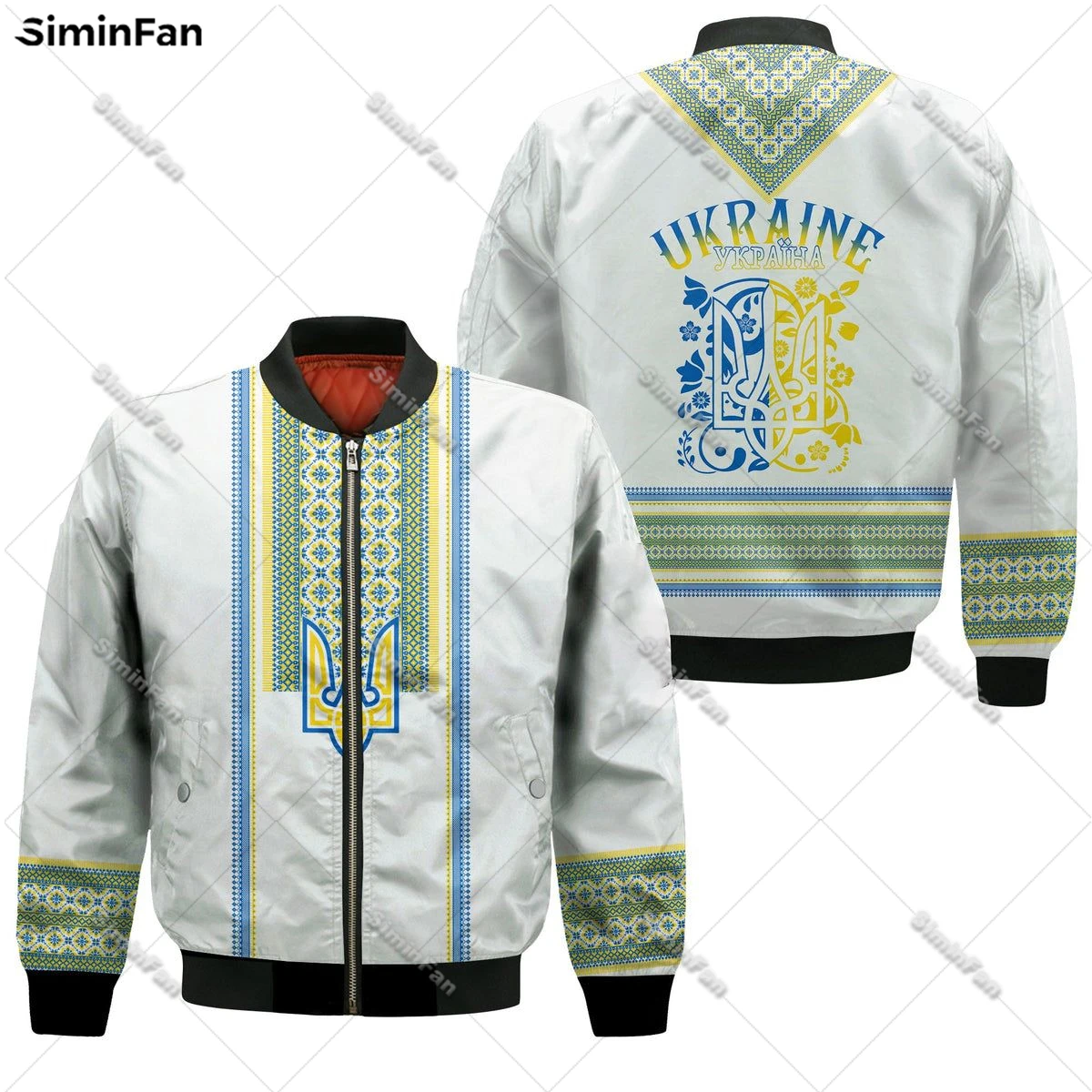 Ukraine Coat Of Arms 3D All Over Print Bomber Jacket Mens Winter Quilted Cotton Coats Unisex Windproof Outwear Female Autumn Top