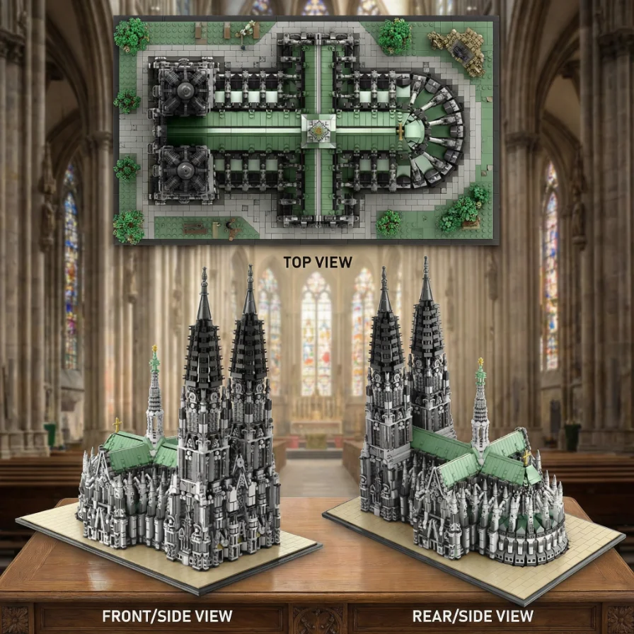 Conjunto de Blocos de Montar da Catedral de Cologne, Arquitetura Gótica, Construção Modular, Brinquedos de Montagem, Presente para Adultos, Decoração de Casa