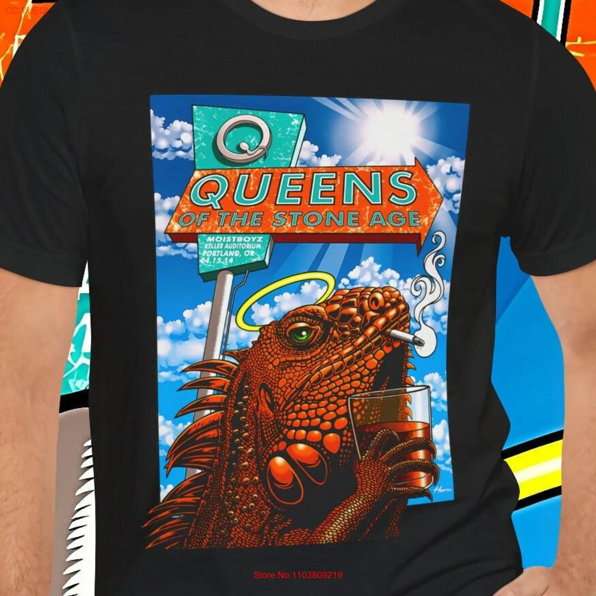 Футболка QOTSA Queen концерт Популярная рок-группа портландская музыка события листовка Ad Art Мода GenXT4Me длинные или Короткие рукава