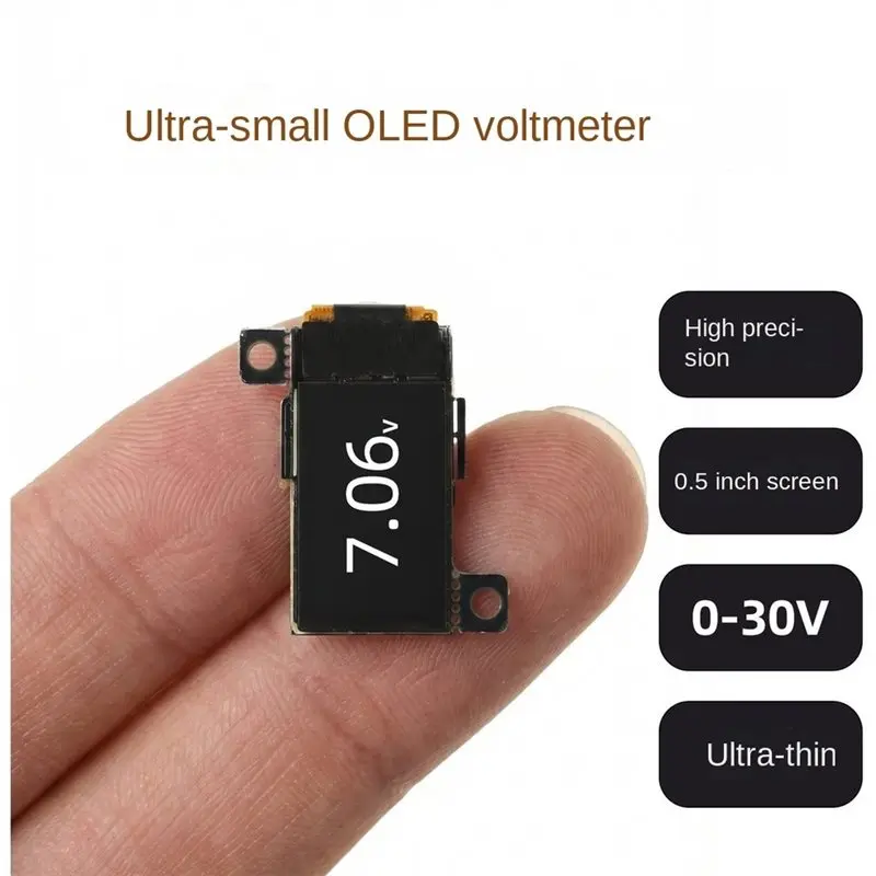 ABYN-DC 0-30V Mini Ultra-Thin Digital Voltmeter 0.5-Inch OLED Display 2/3 Wire Voltage Meter 5Hz/10Hz Adjustable