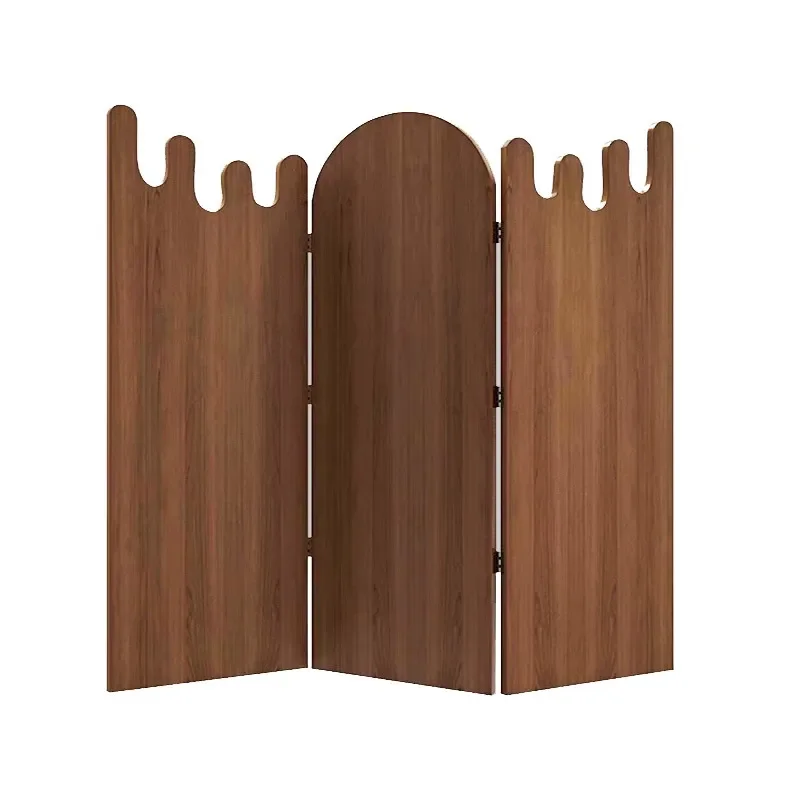 Customizable Solid Wood Folding Screen Modern Movable Room Divider for Living Room Sofa Background Multi Layer Panel