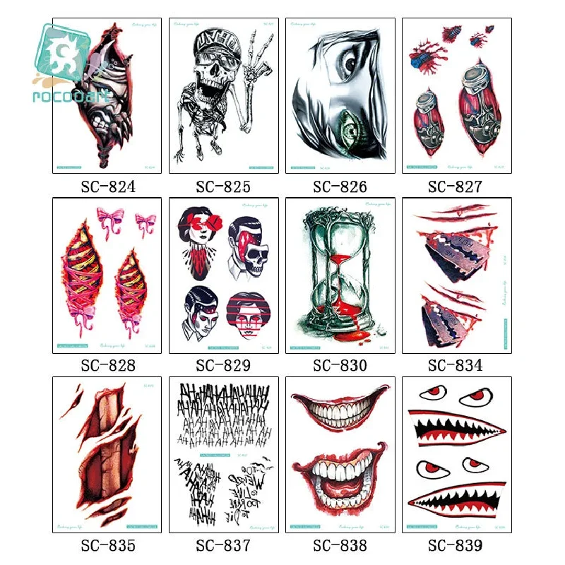 Halloween Tattoo Anti Authentic Original Scar Blood Scar Cover Scar Blood Lip Temporary Tattoo Sticker