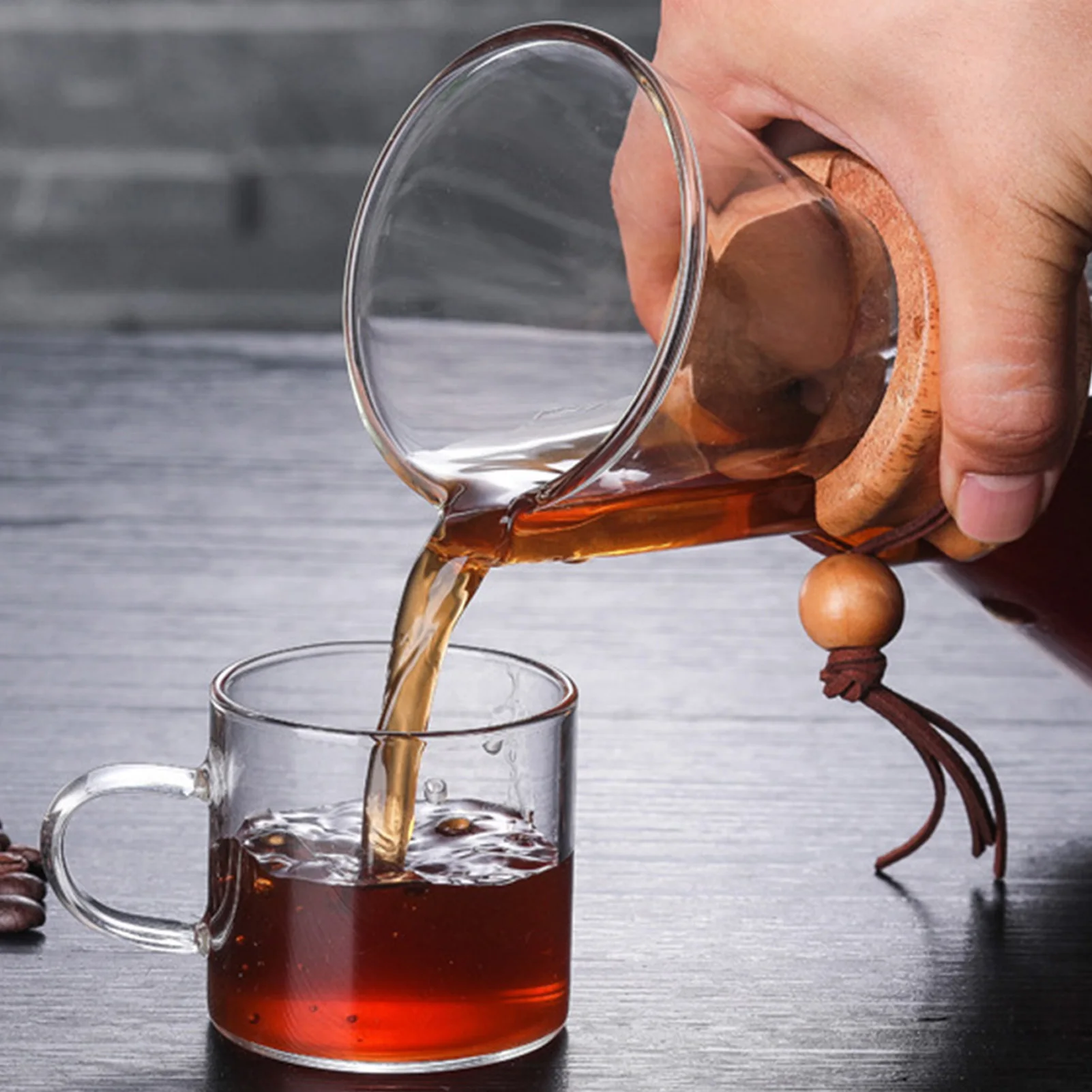 Household Glass Drip Coffee Pot 400/600/800ml Superior Bamboo Decor Manual Coffee Brew Pot Heat Resistant Glass Coffee Pot